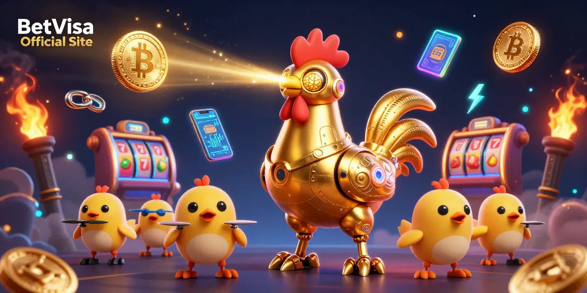 Experience dynamic gameplay at BetVisa Official Site with our animated crypto casino scene, showcasing key gaming elements.