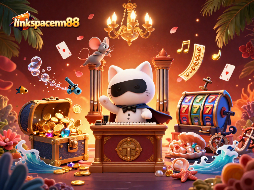 Spin the reels with excitement using link spaceman88 at this vibrant casino scene with a dynamic atmosphere.