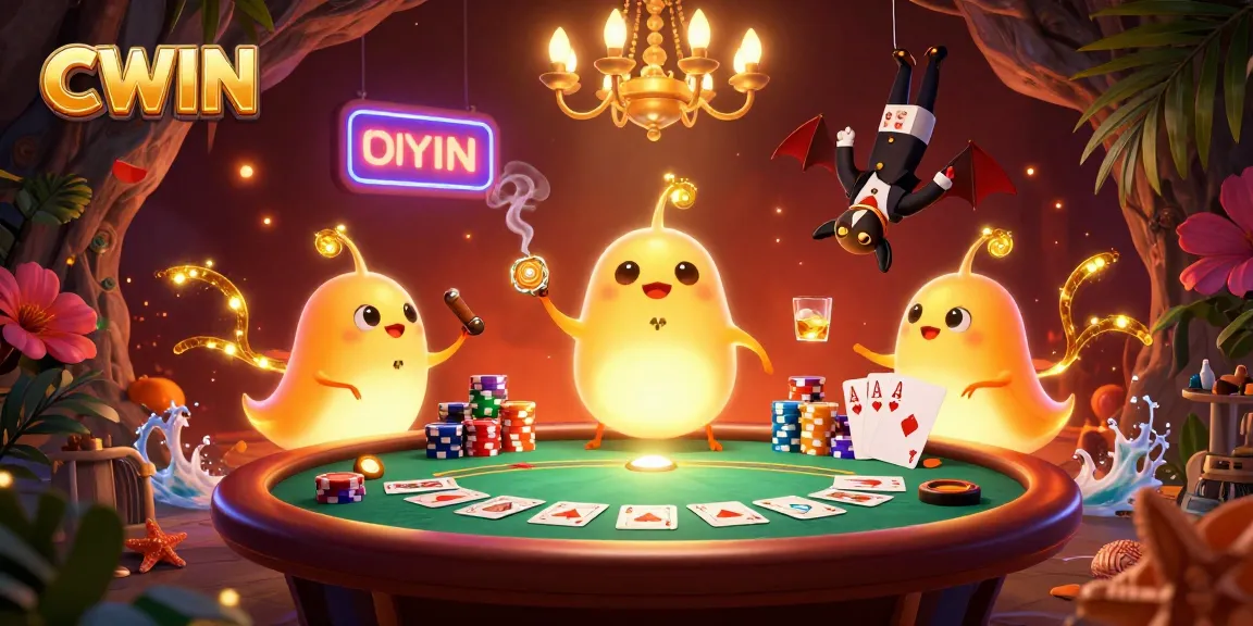 Experience CWIN's vibrant cave casino with glowworms and poker excitement.