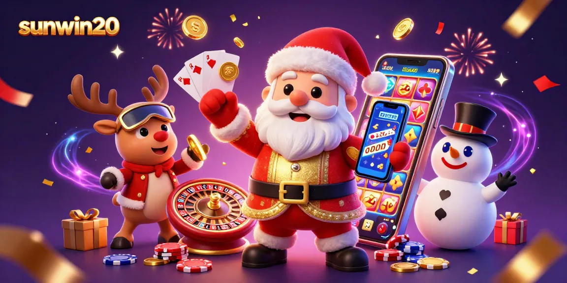 Experience thrilling games and big wins at sunwin20 with festive characters celebrating in a dynamic casino scene.