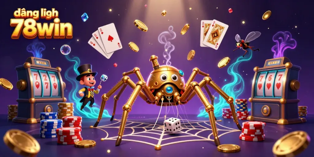 Engage with the exciting world of đăng nhập 78win through a captivating 3D illustration showcasing steampunk elements and casino excitement.