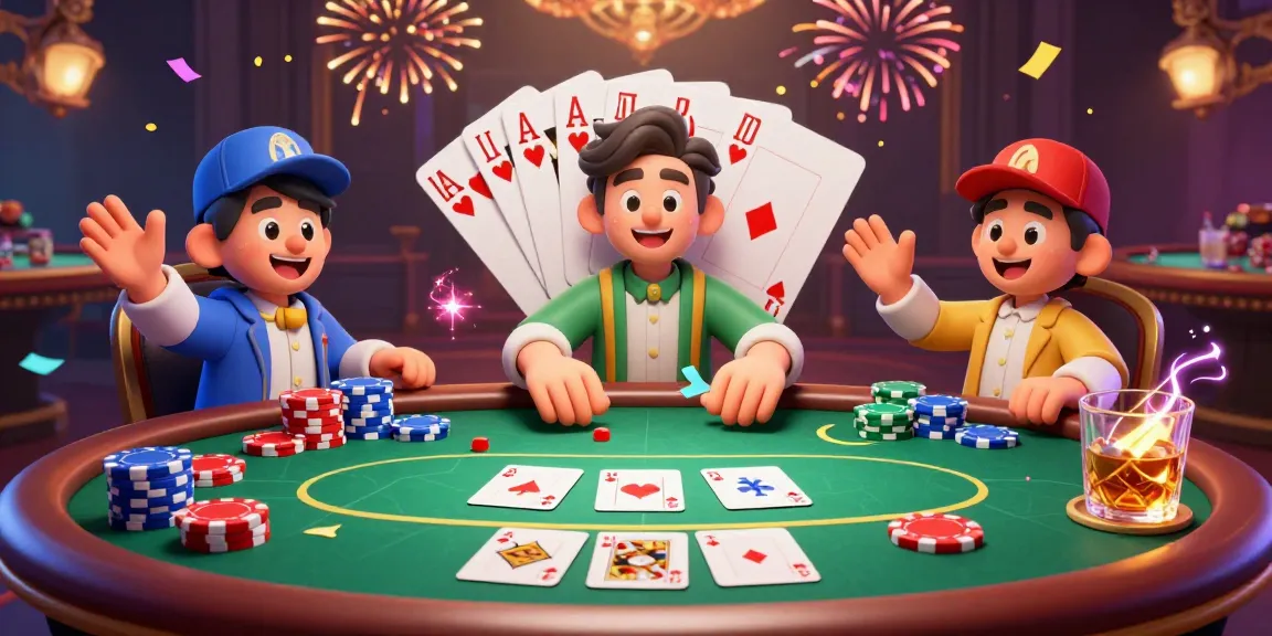 Jouer au site poker en ligne avec des cartes de poker, des jetons colorés et une ambiance festive.