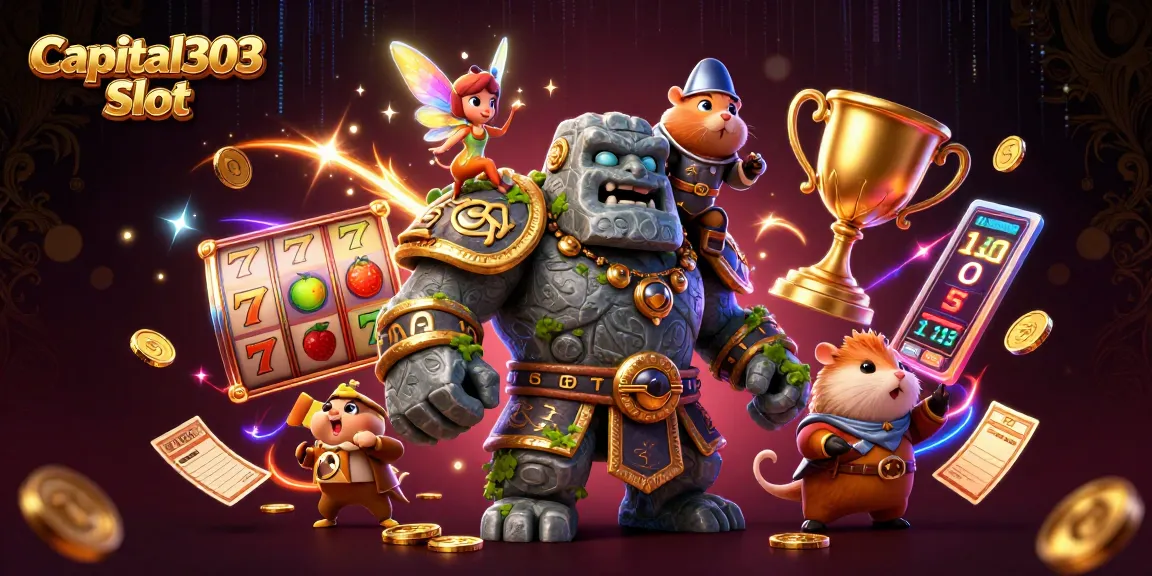 Play the Capital303 Slot with immersive visuals and exciting gameplay in a vibrant casino scene.