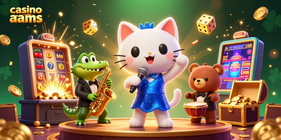 Gioca nei migliori casino non aams: un'illustrazione vivace con gatti, coccodrilli e orsi.