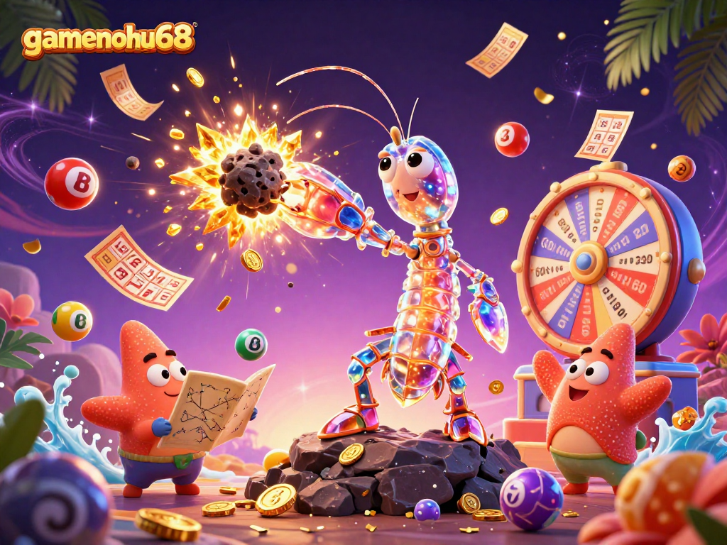 Experience the excitement of gamenohu68 with vibrant slots and lottery action in a galactic scene.