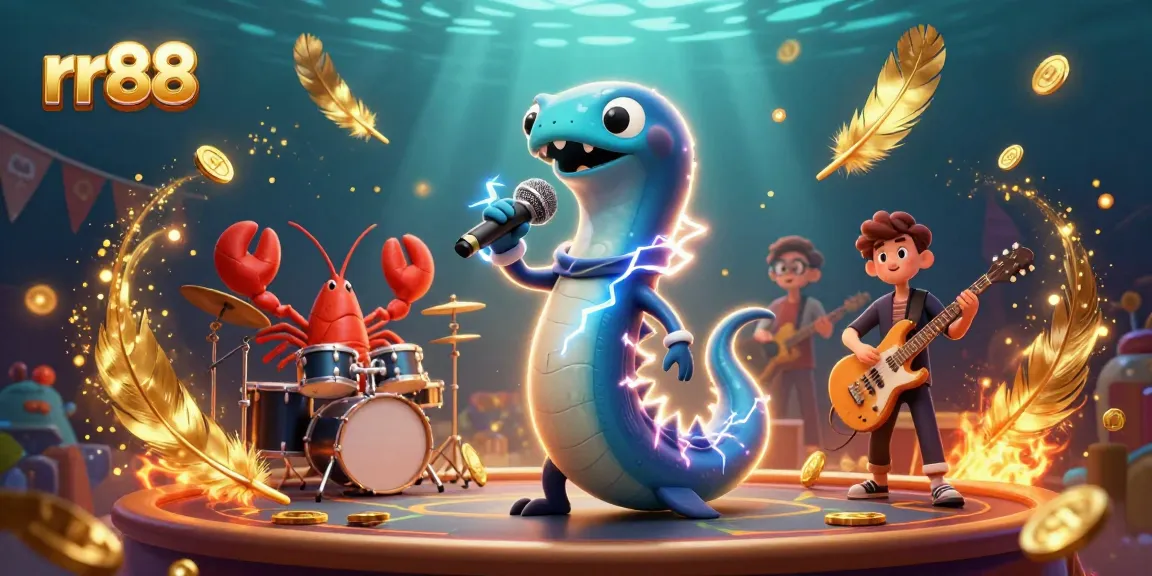rr88 entertains with vibrant underwater casino elements featuring an electric eel DJ